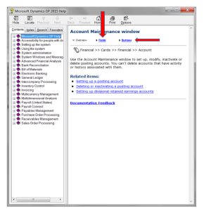 Help feature for specific windows in Dynamics GP